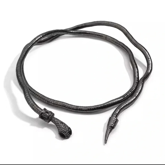 Serpenti Black Metallic Magic Snake Cool Bendy Multilayer Necklace - Picture 3 of 14